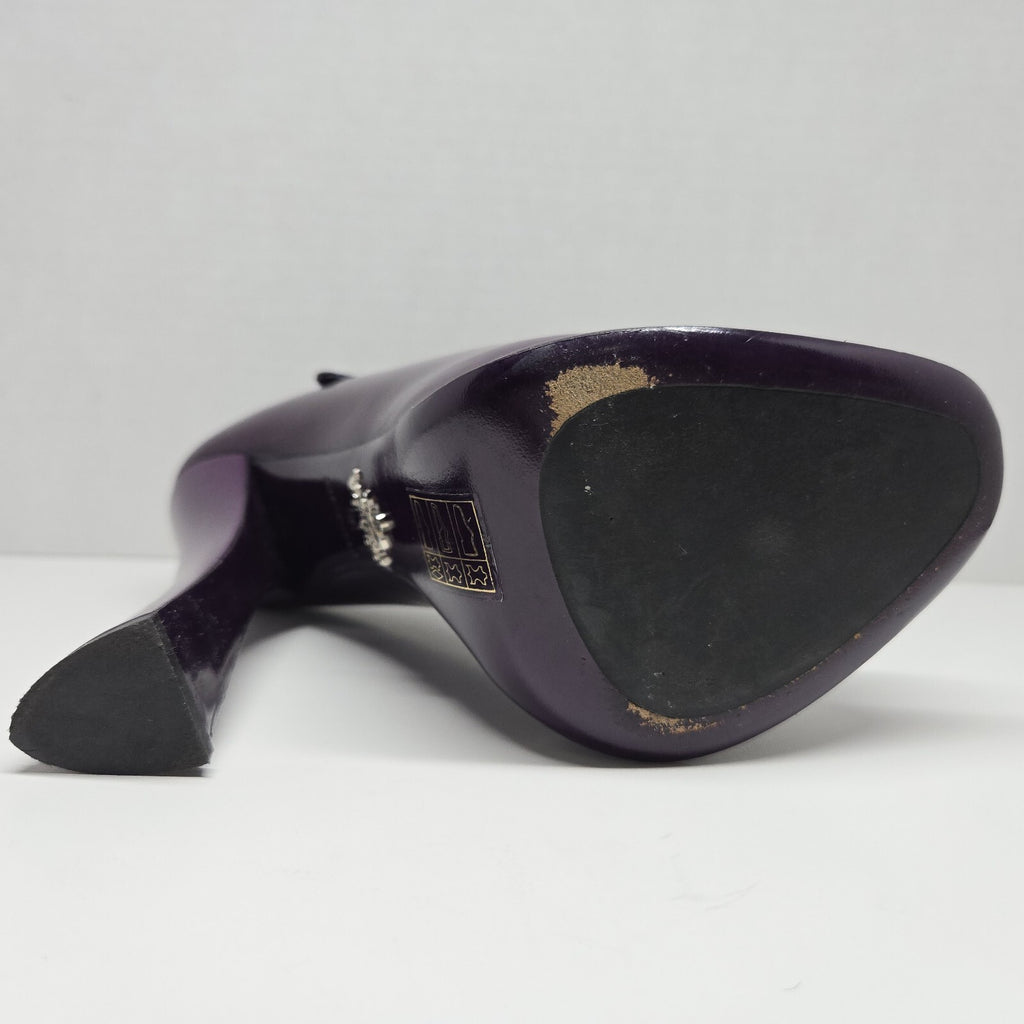 Prada Purple Black Patent Leather Strap Maryjane Heels Size EU 35 US 5