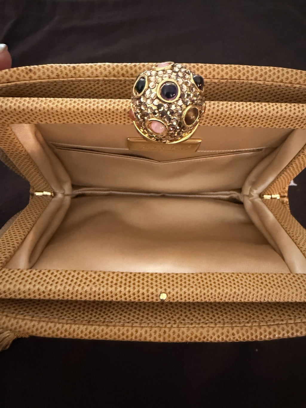 Judith Leiber Beaded Clutch, Gold Multicolor Floral