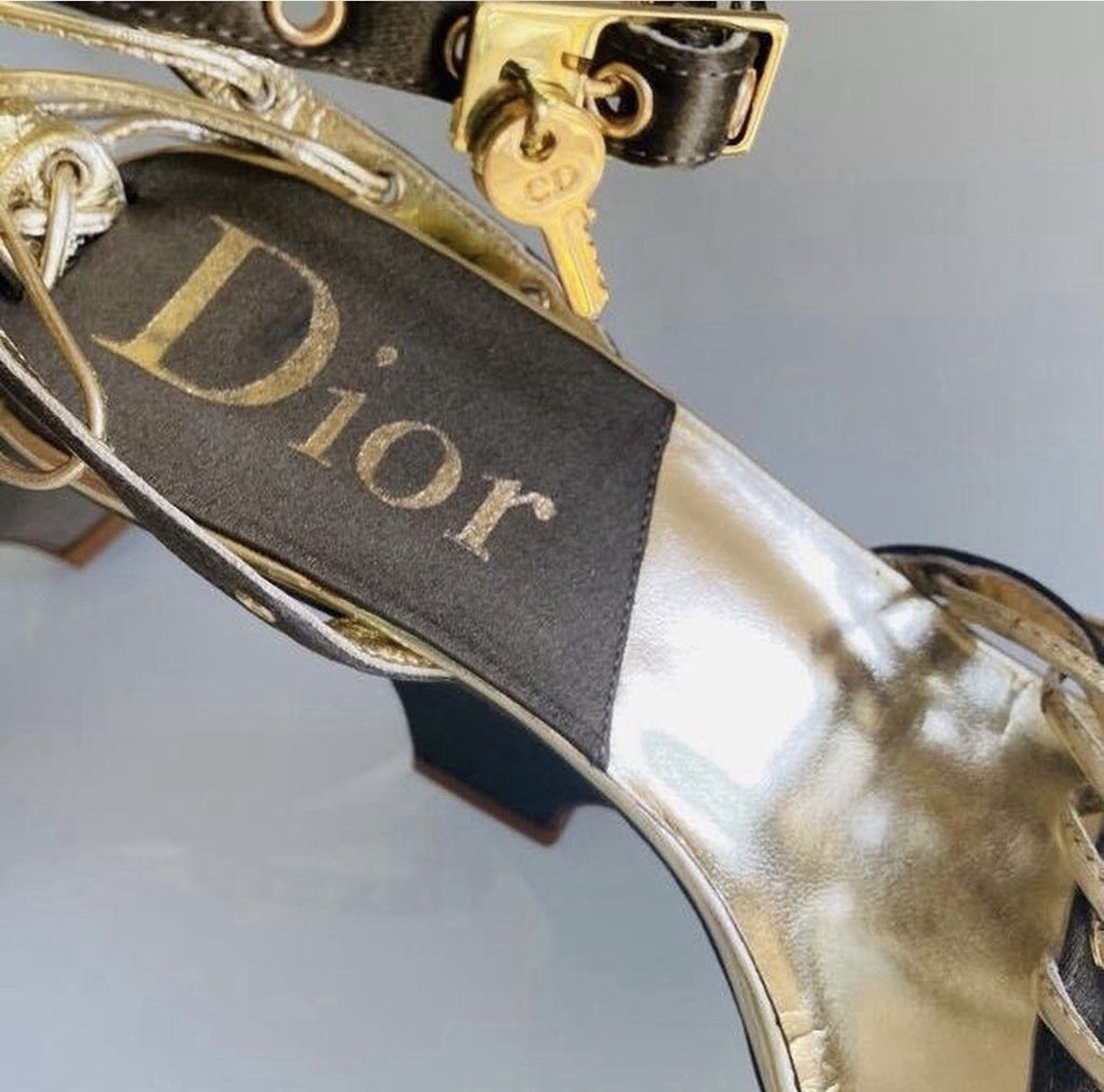 Dior Vintage S/S 2003 Galliano Victim Collection Lock & Key Wedge Heels