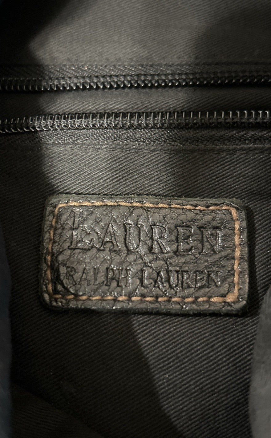 Lauren Ralph Lauren Black Leather Satchel Bag - Equestrian Themed