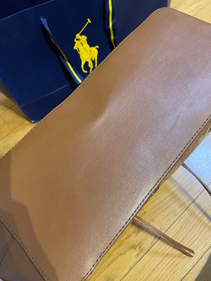 Polo Ralph Lauren Brown Suede Embroidered Tote Bag
