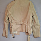 Wilsons Leather Maxima Beige Belted Short Leather Jacket