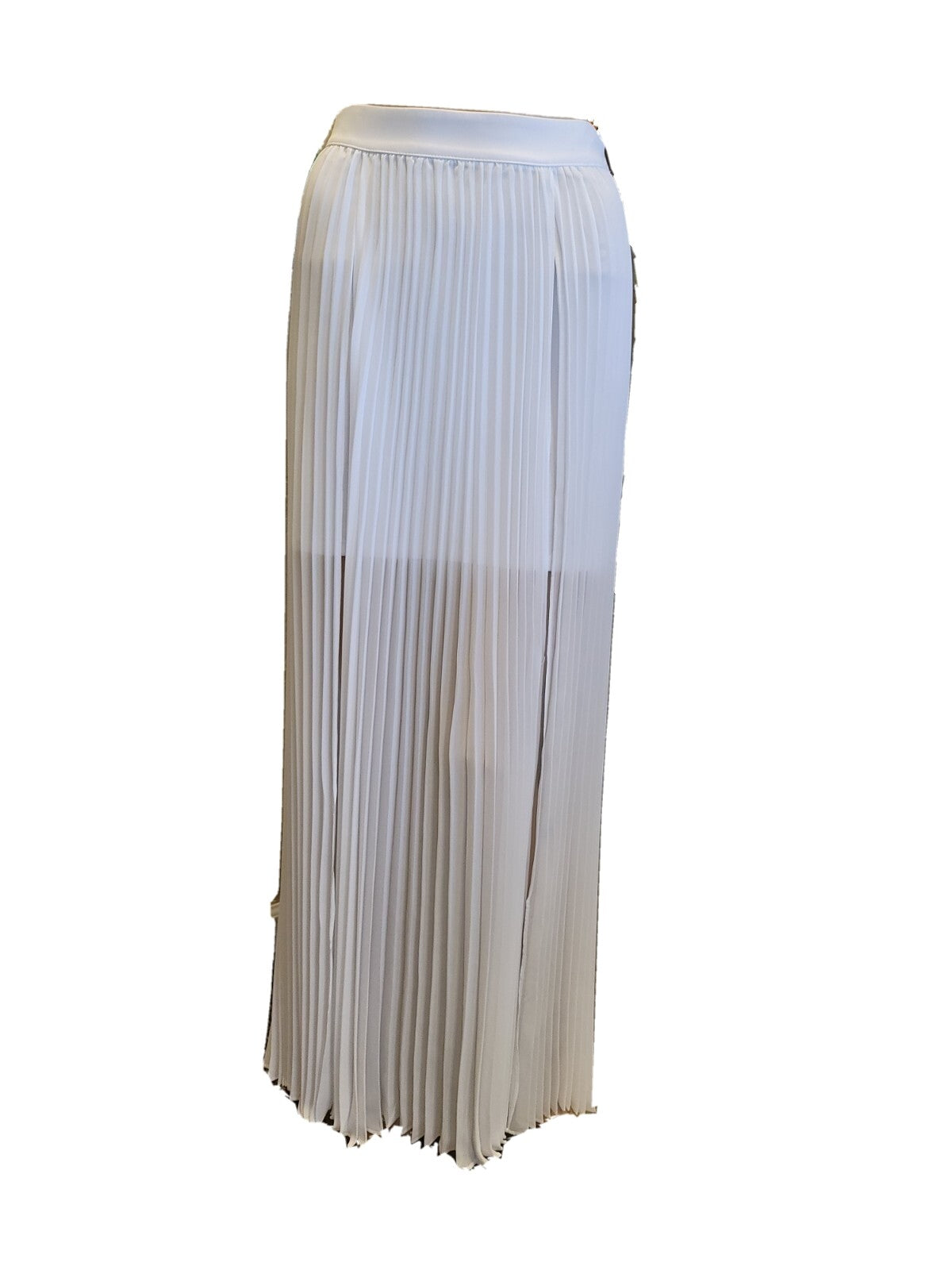 bebe White Pleated Maxi Skirt With Double Slits