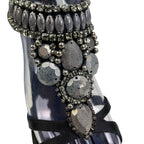 Giuseppe Zanotti Taz 110 Jeweled Sandal Heels, Black Raso Doppiato