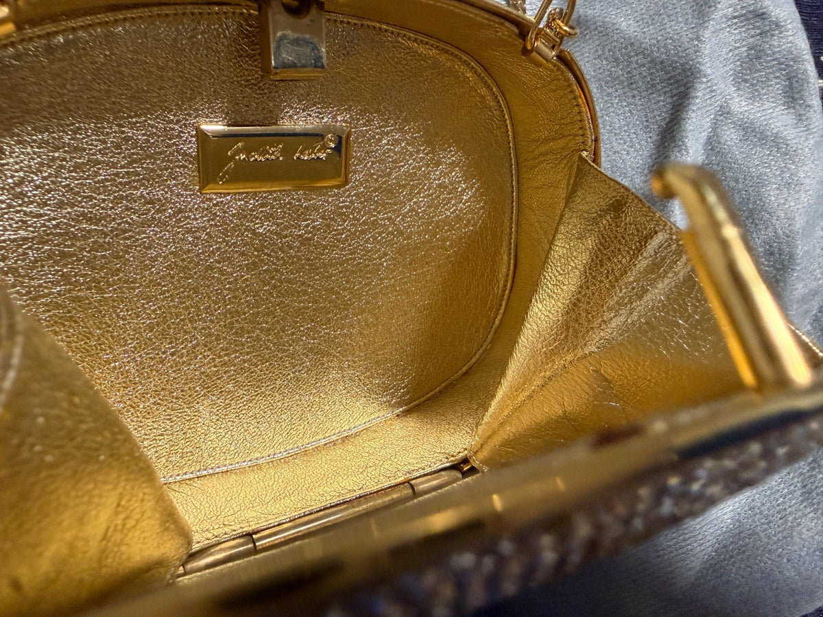 Judith Leiber Crystal Clutch, Gold Rhinestone
