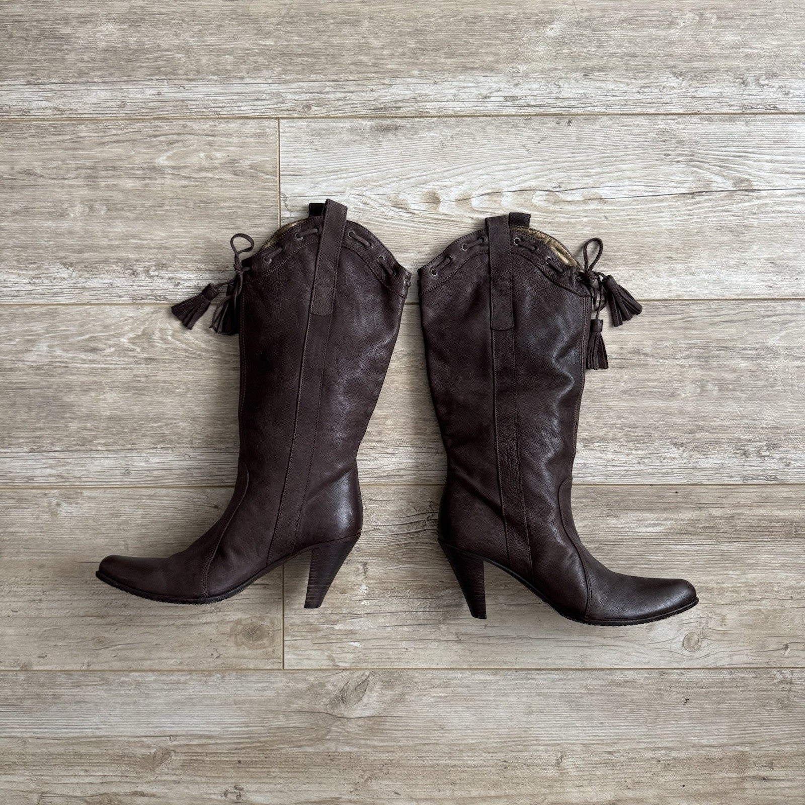 Just Cavalli Brown Leather Knee-High Boots
