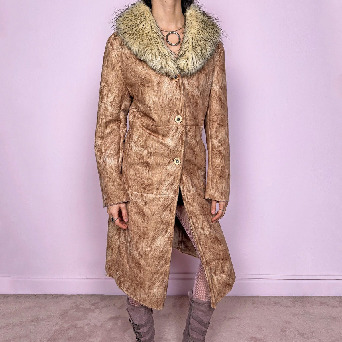 Vintage Y2K Penny Lane Coat, Brown Faux Fur