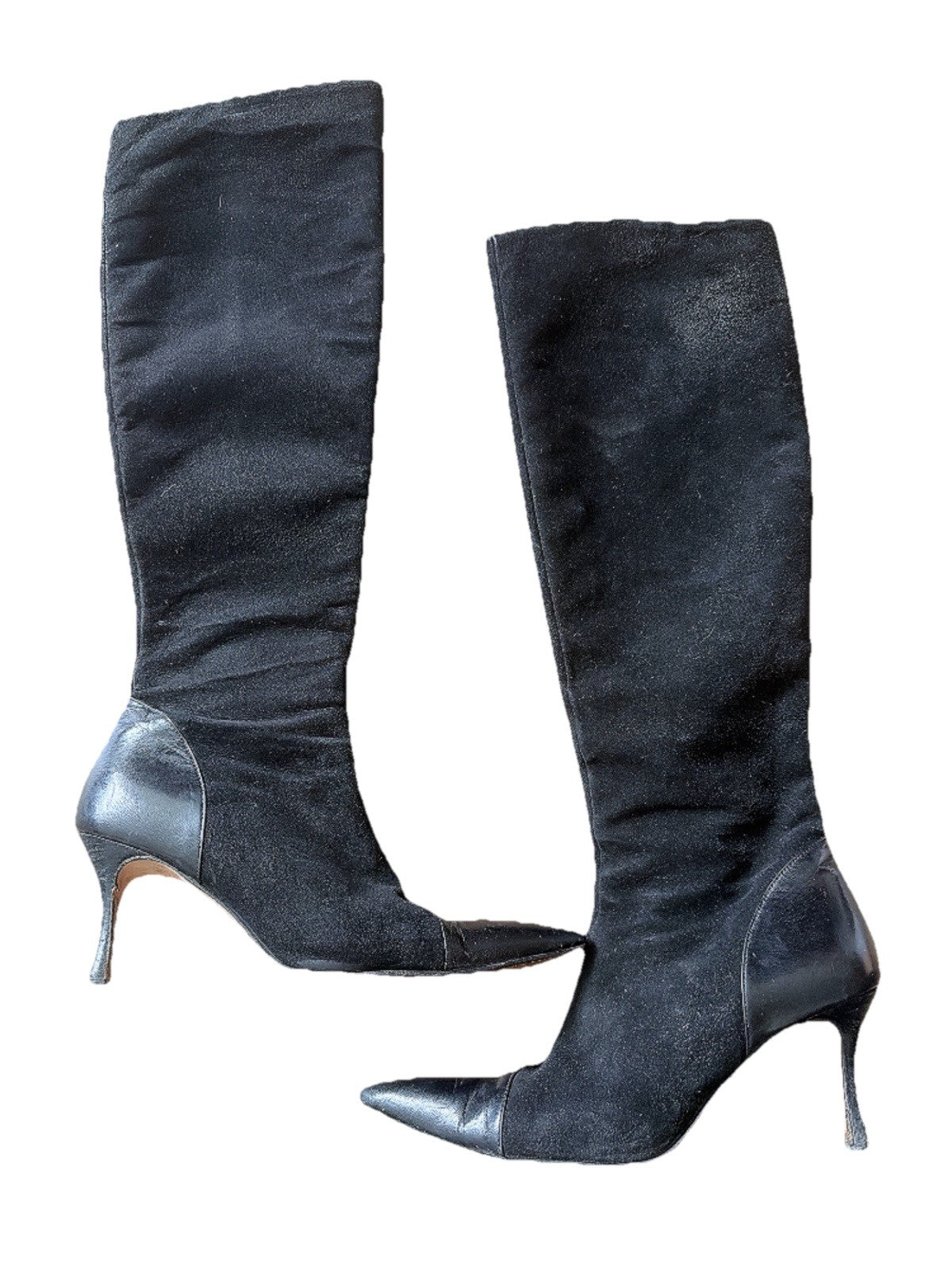 Manolo Blahnik Knee High Boots, Suede & Leather