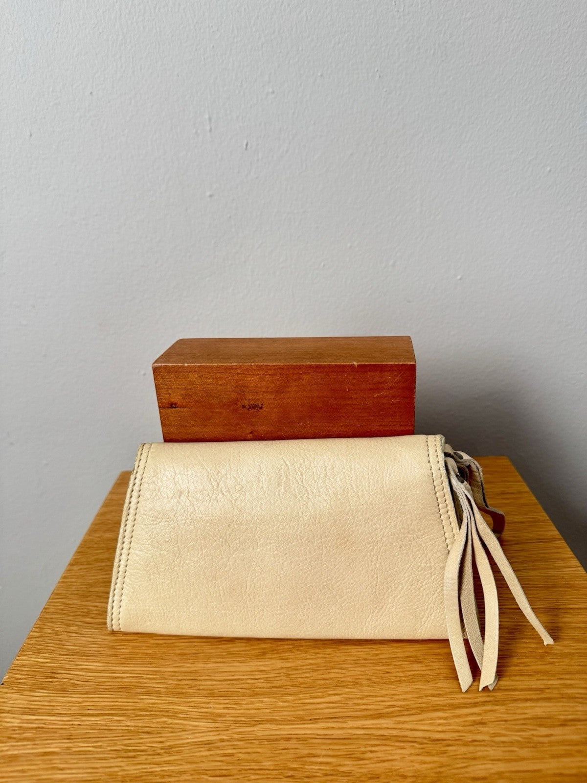Diesel Genuine Leather Pony Wallet Wristlet in Ivory