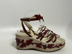 Prada SS1997 Red Floral Platform Sandal Heels