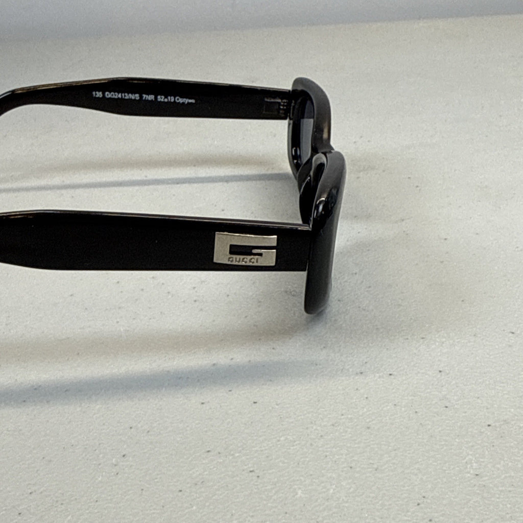 Gucci Oval Sunglasses, Black with Side G Logo