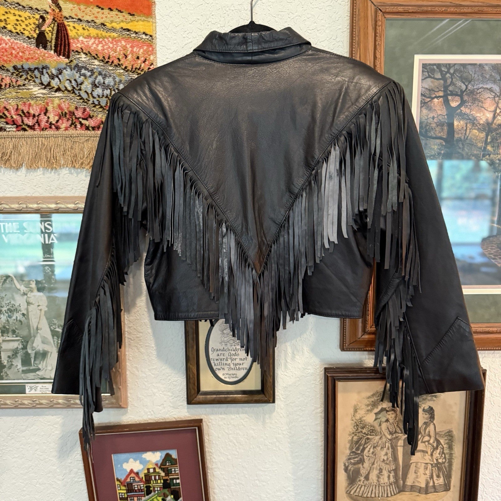 Vintage 80s Western Fringe Leather Jacket