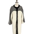 Nannell Mohair Sweater Coat, Cream & Black Striped Yoke