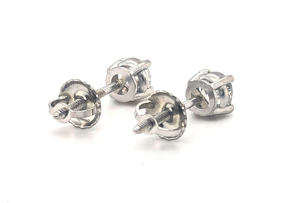 Victorian 14K Old Mine Cut Diamond Screwback Earrings, .62ct