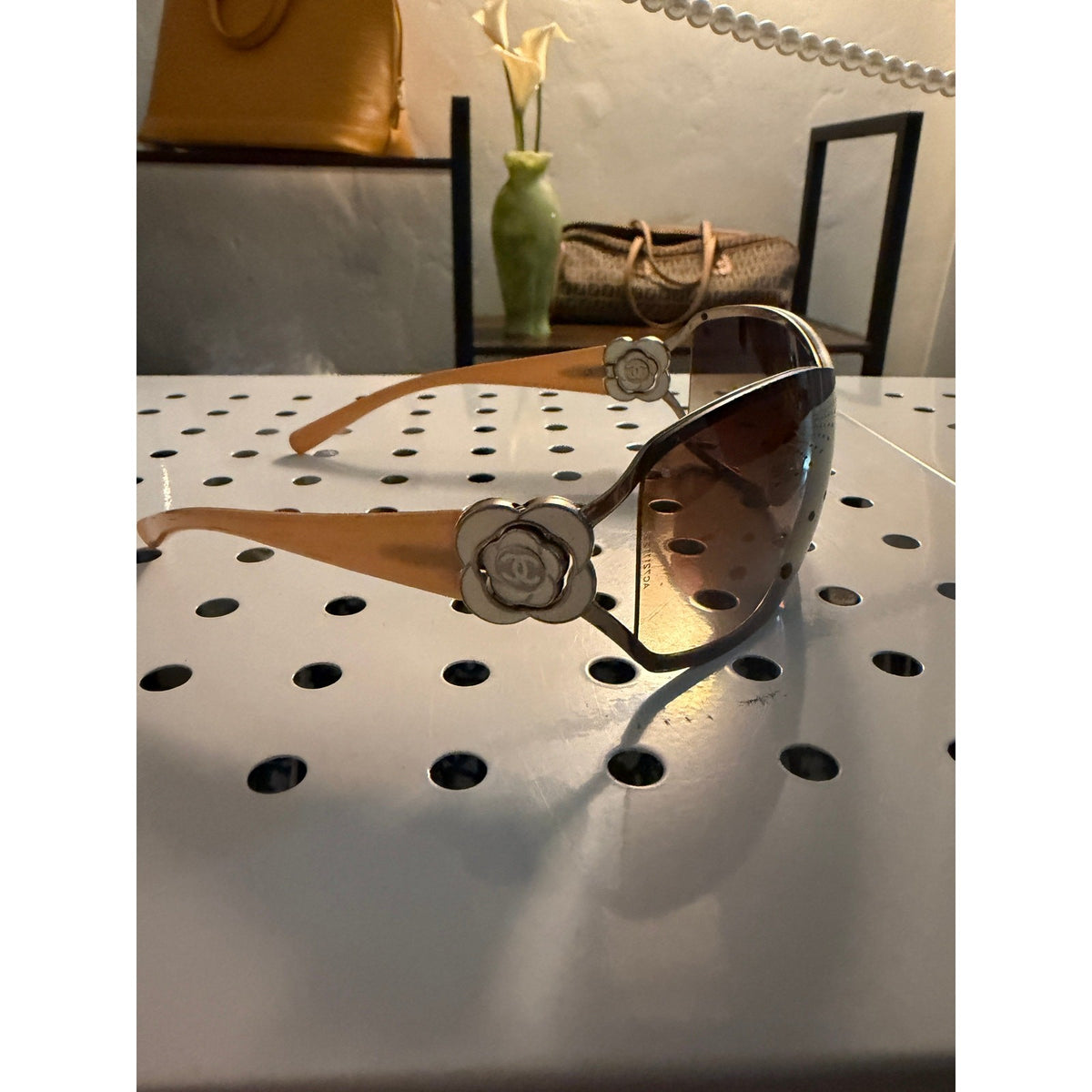 Chanel Y2K Camellia Flower Shield Sunglasses