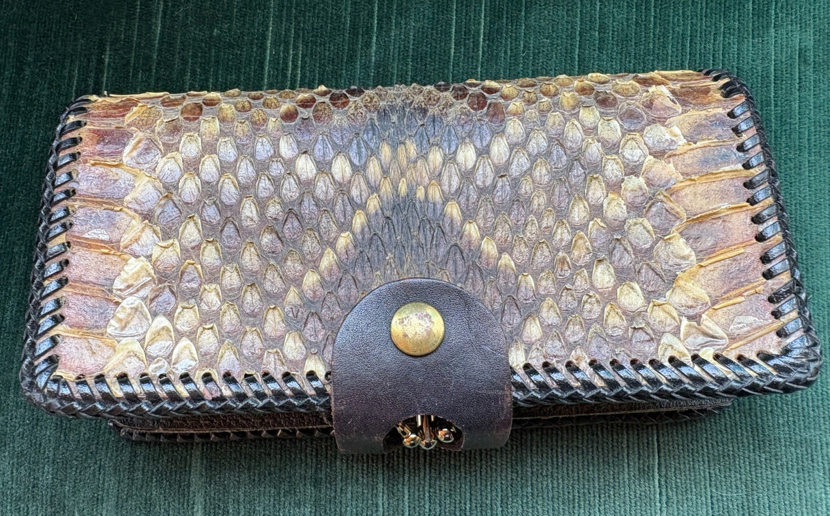 Vintage Genuine Python Snake Skin Leather Clutch