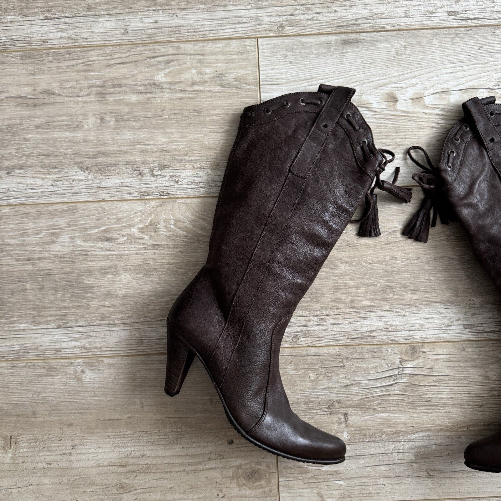 Just Cavalli Brown Leather Knee-High Boots