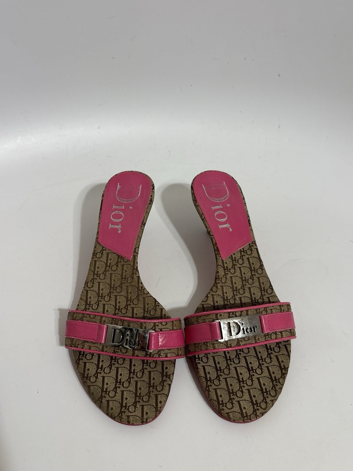 Christian Dior by John Galliano Pink Leather Monogram Sandal Heels