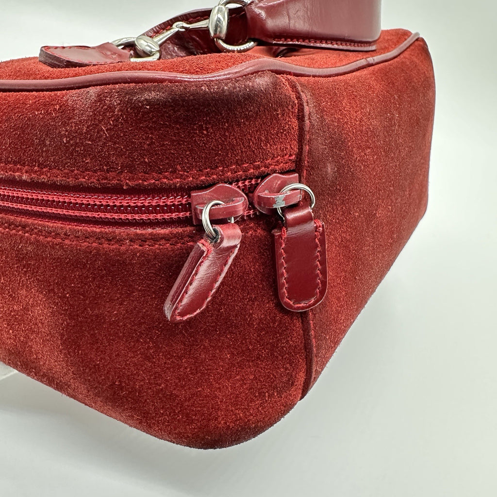 Gucci Horsebit Vanity Case in Red Suede