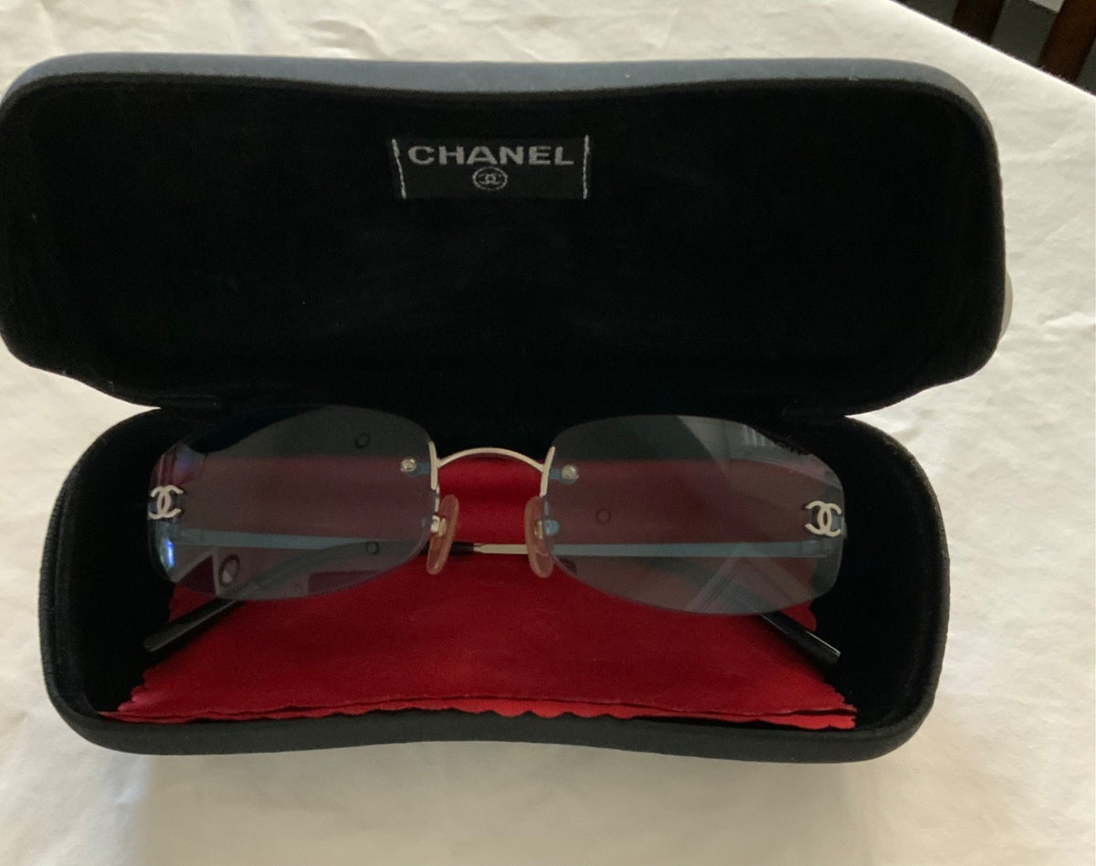 Chanel 4002 Rimless Sunglasses in Silver and Light Blue