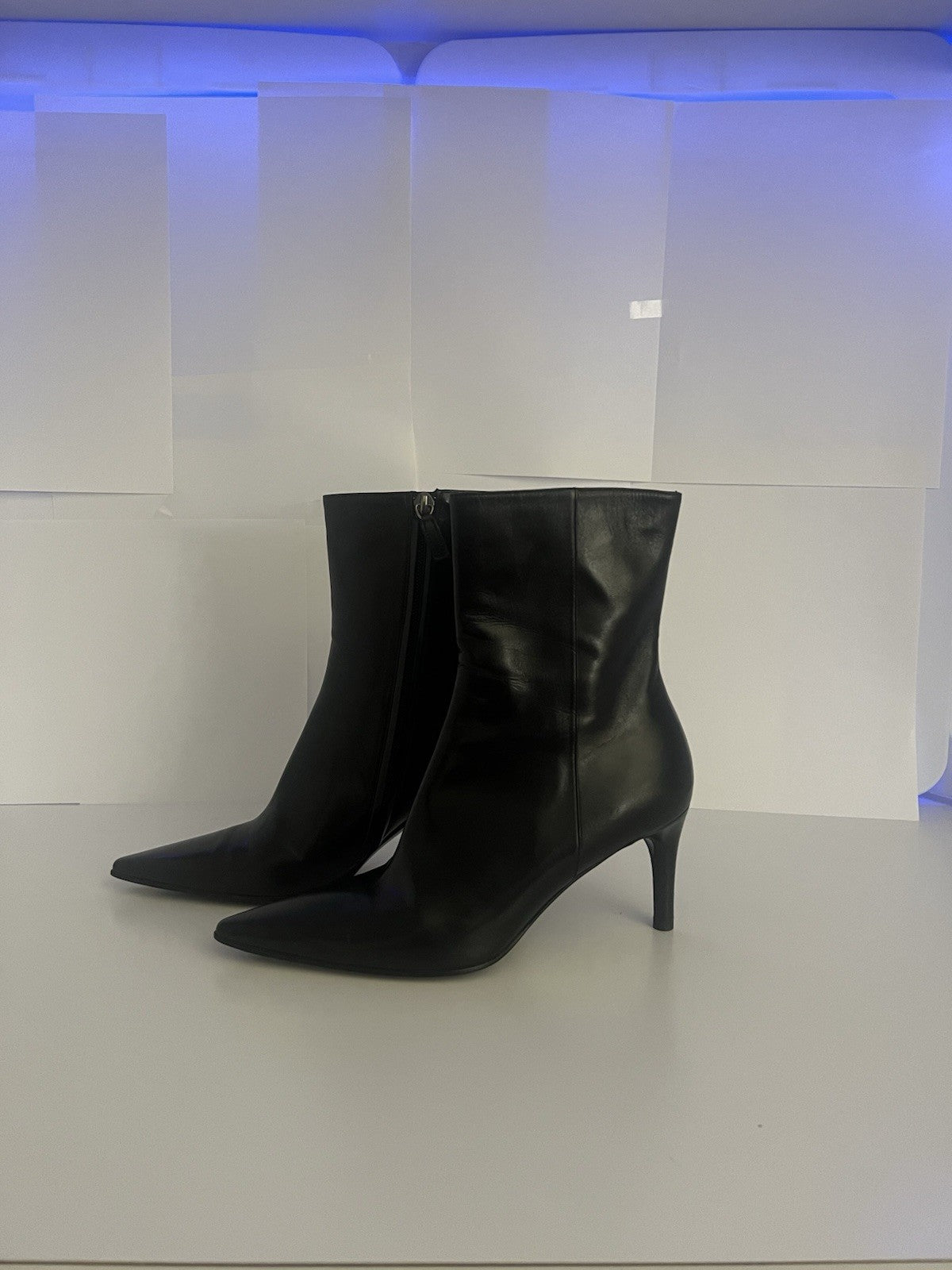 Gucci Tom Ford Era Black Leather Pointed Toe Stivaletto Boots