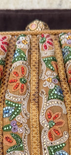 Judith Leiber Beaded Clutch, Gold Multicolor Floral
