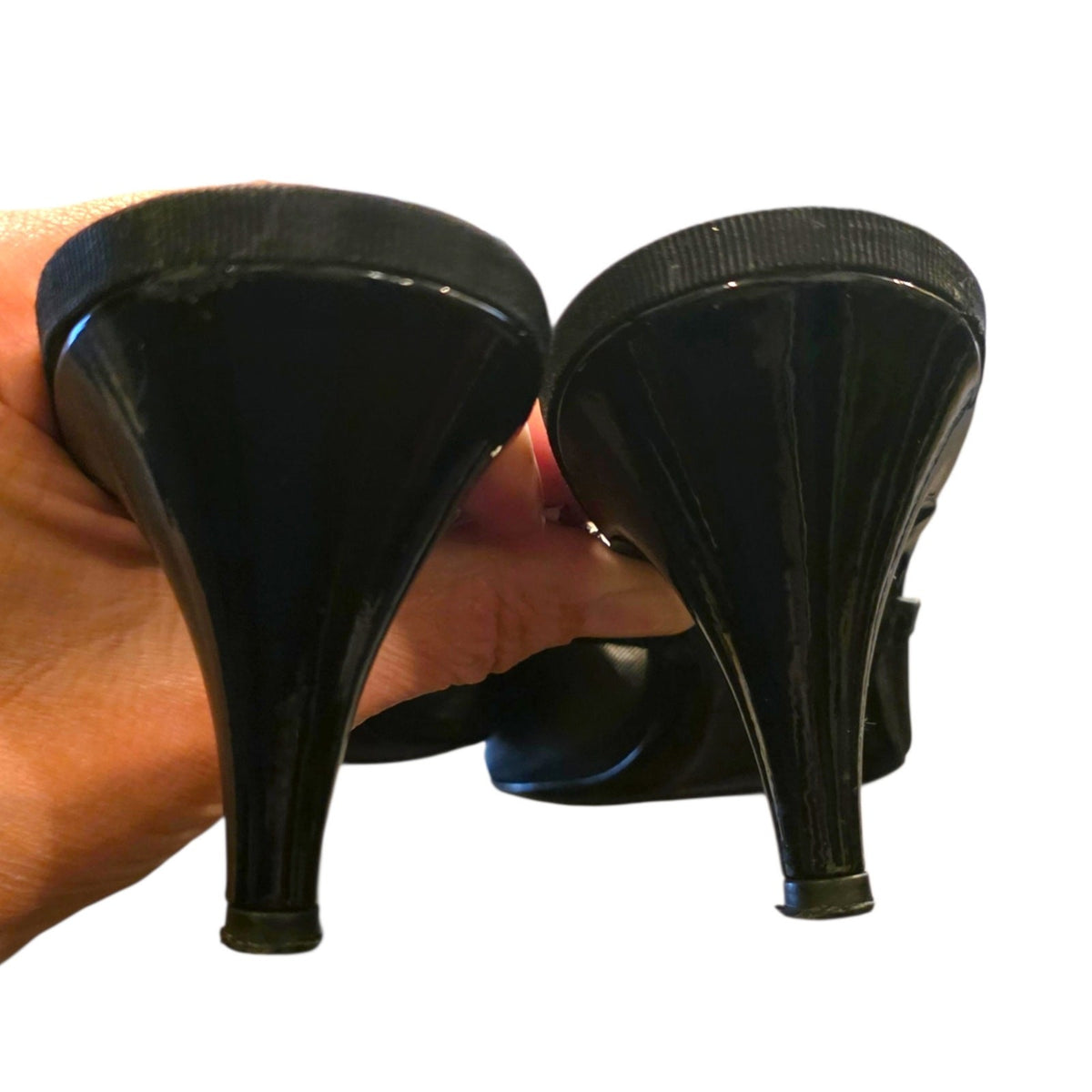 Chanel Mesh Camellia Flower Mules, Black Peep Toe Heels