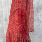 Marjone 1920s Red Silk Chiffon Polka Dot Dress