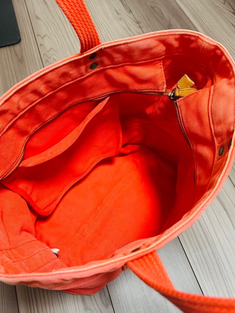 Polo Ralph Lauren Canvas Tote Bag - Orange Big Pony Embroidered