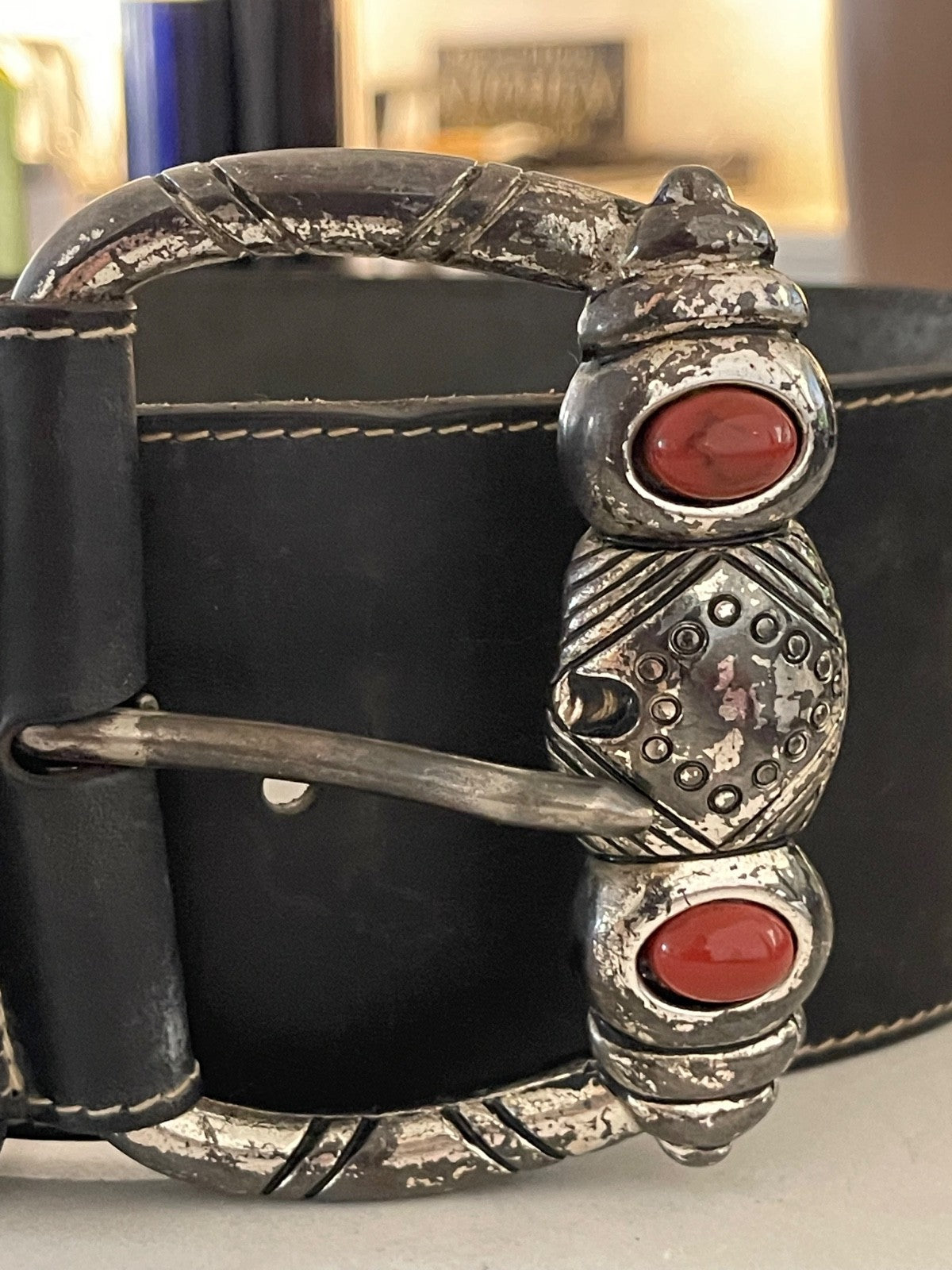 Doppiavita Italian Statement Belt in Leather &amp; Pony Hair