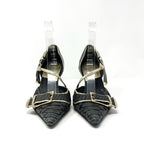 Christian Dior Galliano-Era CD Logo Buckle Heels, Black & Gold