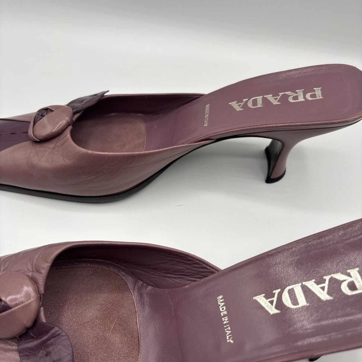 Prada Vintage Two-Tone Mauve Purple Mule Block Heels