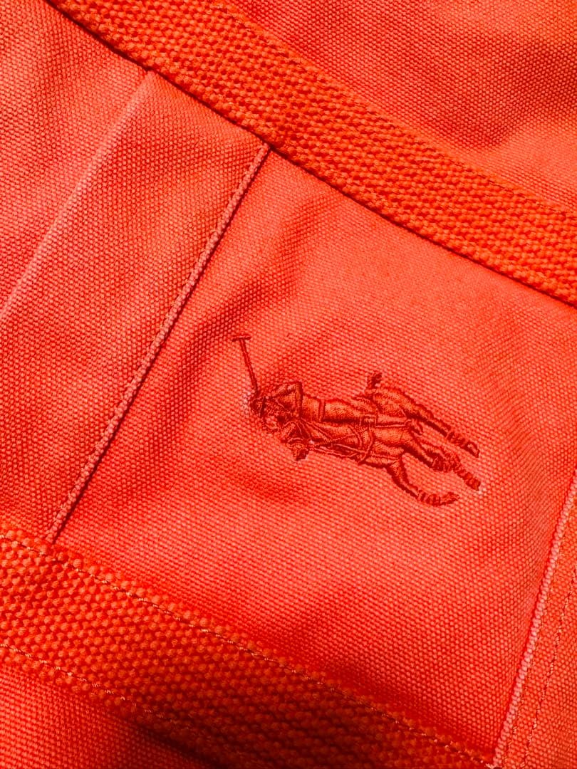 Polo Ralph Lauren Canvas Tote Bag - Orange Big Pony Embroidered