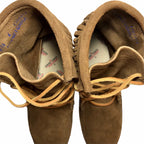 Minnetonka Tramper Fringe Ankle Moccasin Boots, Brown Suede
