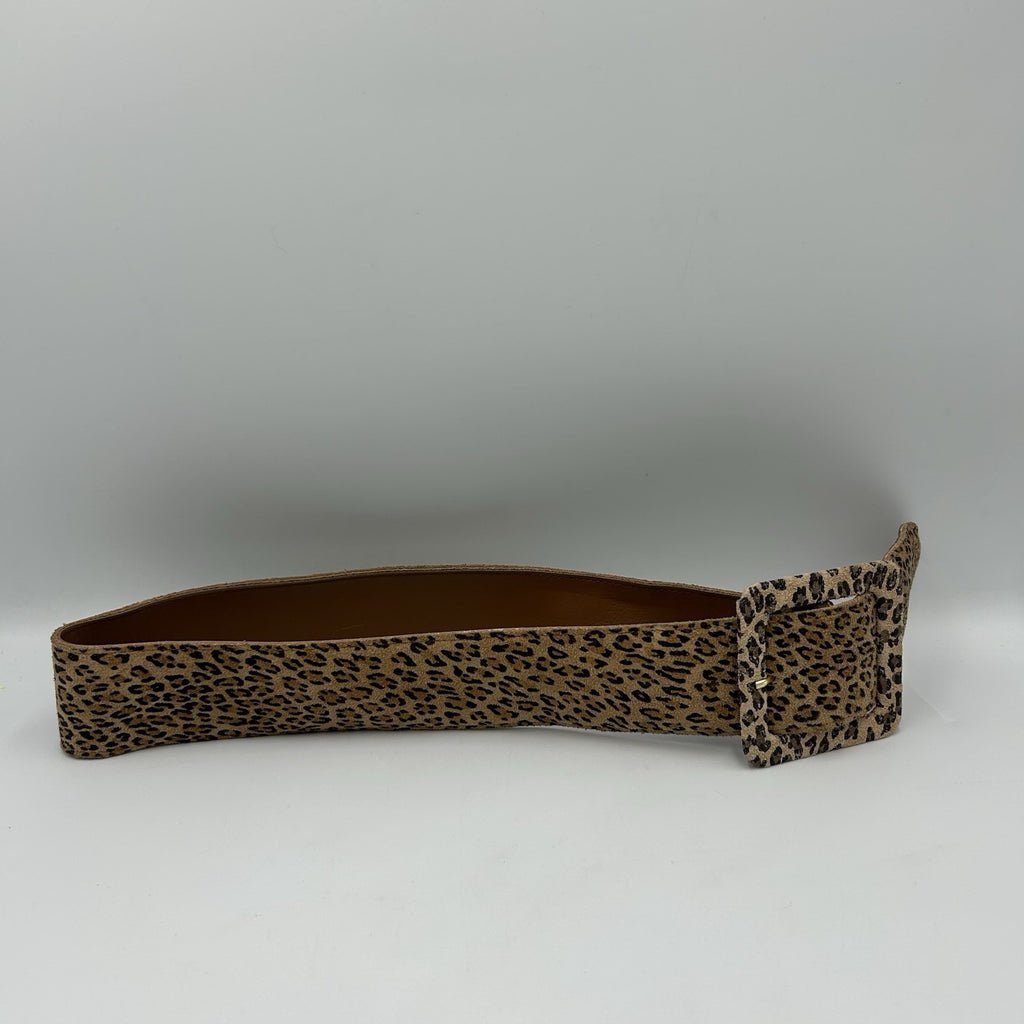 Accessories by Pearl Leopard Print Suede Belt, Brown