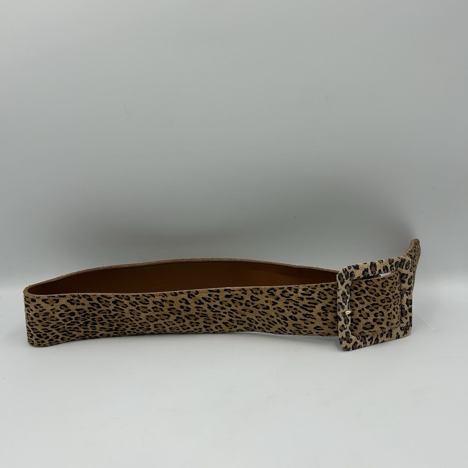 Accessories by Pearl Leopard Print Suede Belt, Brown