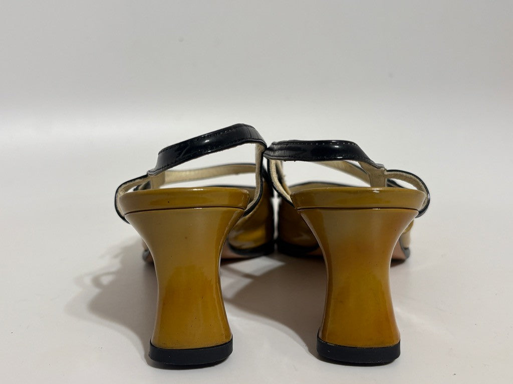 Prada Vintage Mustard Yellow Slingback Heels