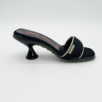 Miu Miu Black Mesh Logo Kitten Heel Mules