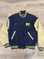 Nike NCAA Varsity Bomber Jacket with Leather Sleeves