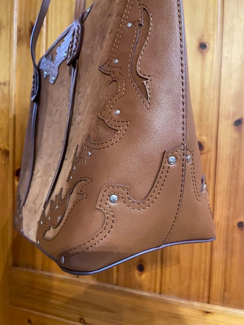 Polo Ralph Lauren Brown Suede Embroidered Tote Bag