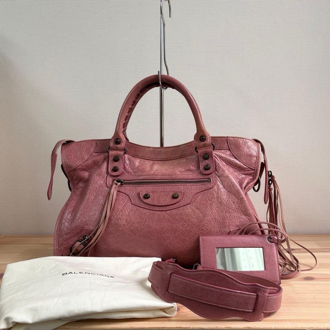 Balenciaga The City 115748 2-Way Shoulder Bag in Pink Leather