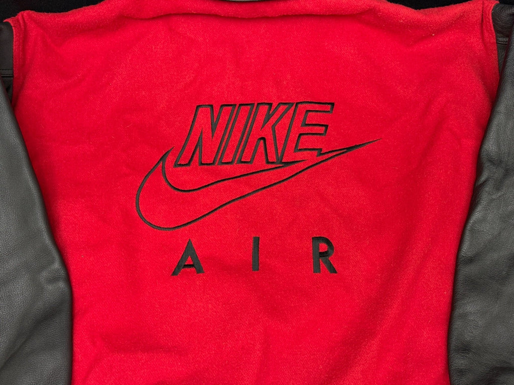 Nike Air Varsity Jacket, Red & Black Wool and Leather