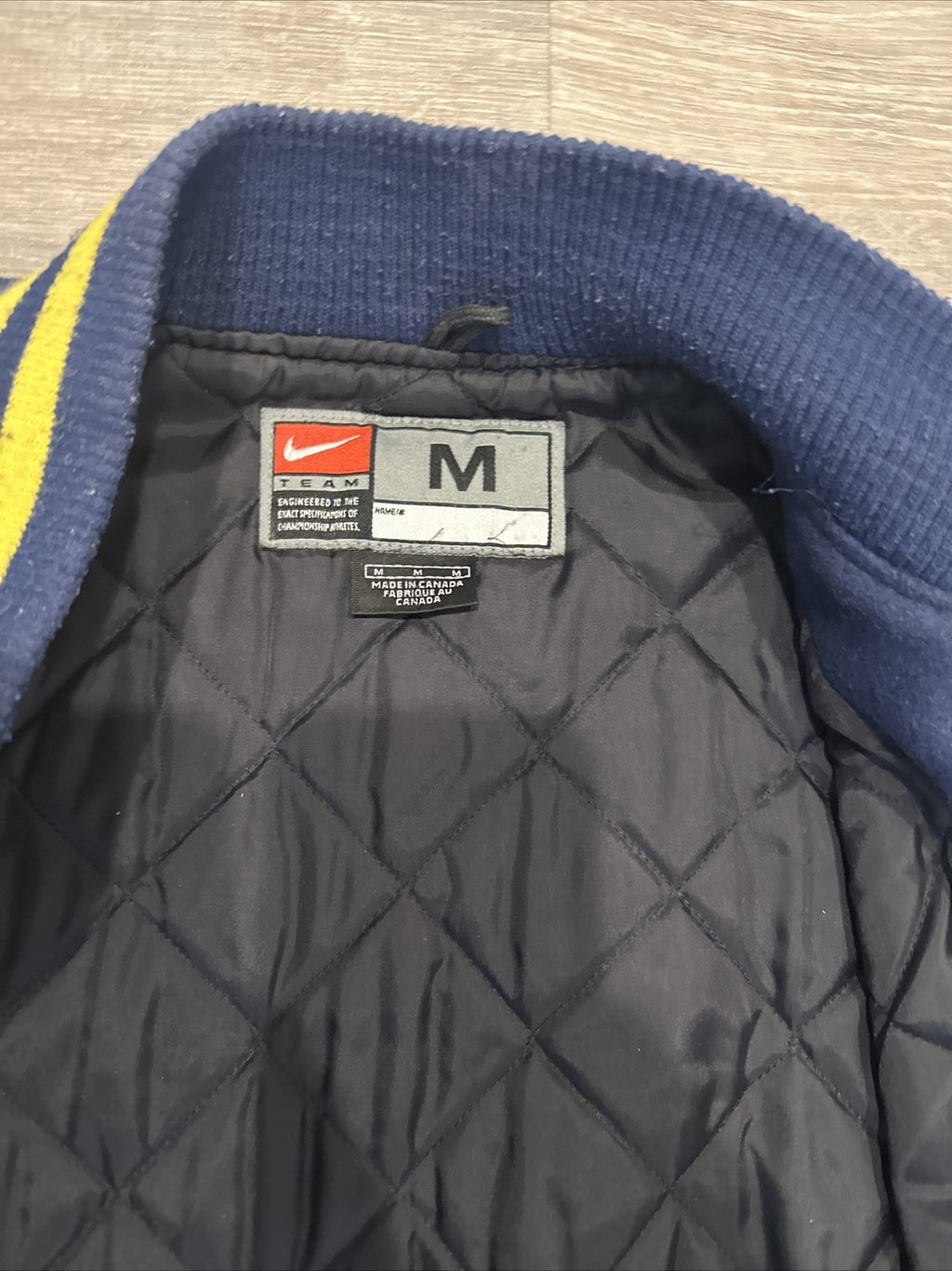 Nike NCAA Varsity Bomber Jacket with Leather Sleeves