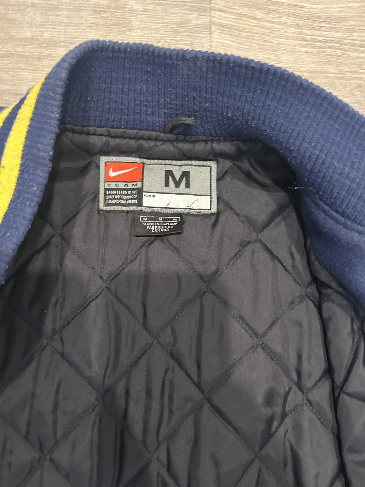 Nike NCAA Varsity Bomber Jacket with Leather Sleeves