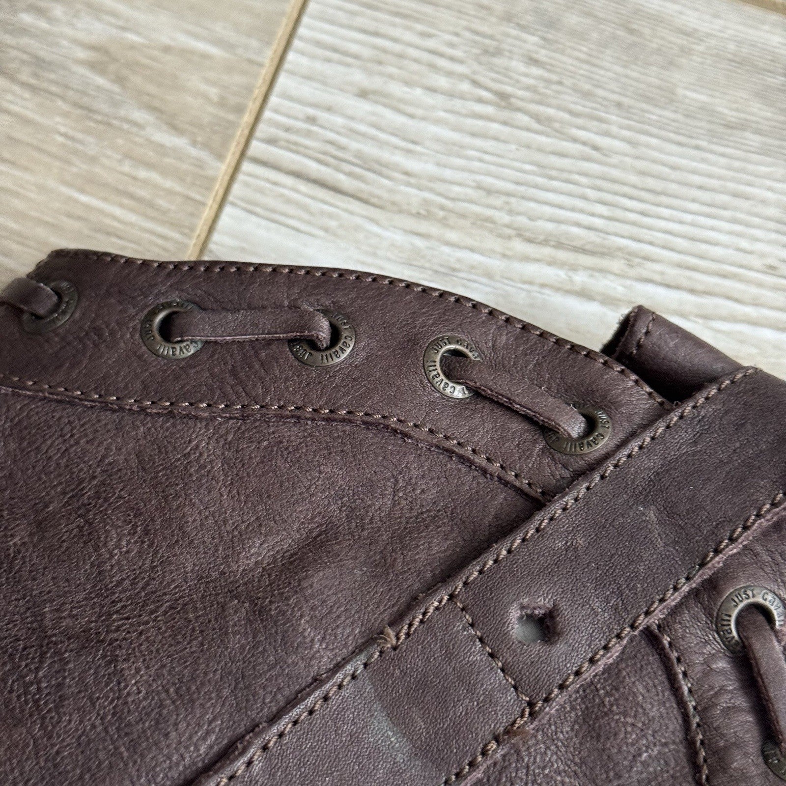 Just Cavalli Brown Leather Knee-High Boots