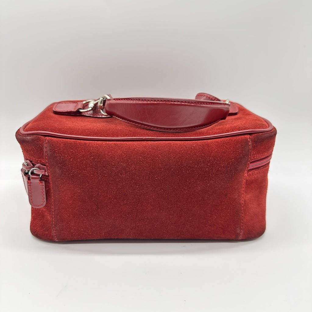Gucci Horsebit Vanity Case in Red Suede
