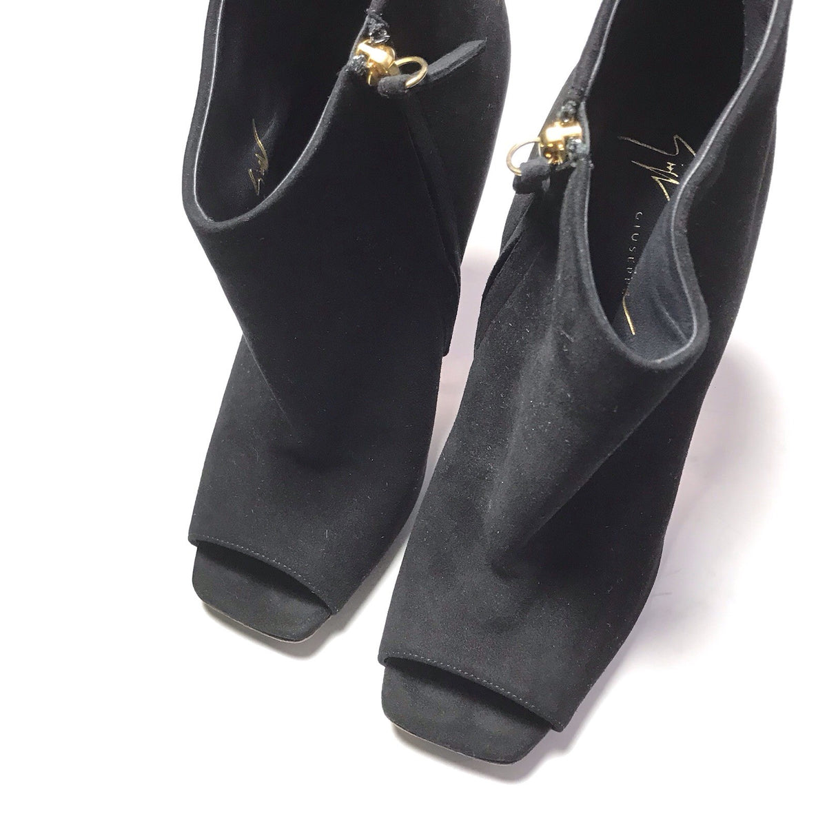 Giuseppe Zanotti Gold Illusion Wedge Black Suede Ankle Boots