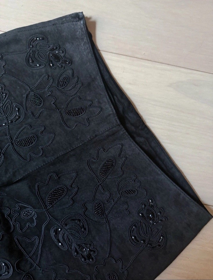 Bebe Black Suede Embellished Bootcut Flare Pants
