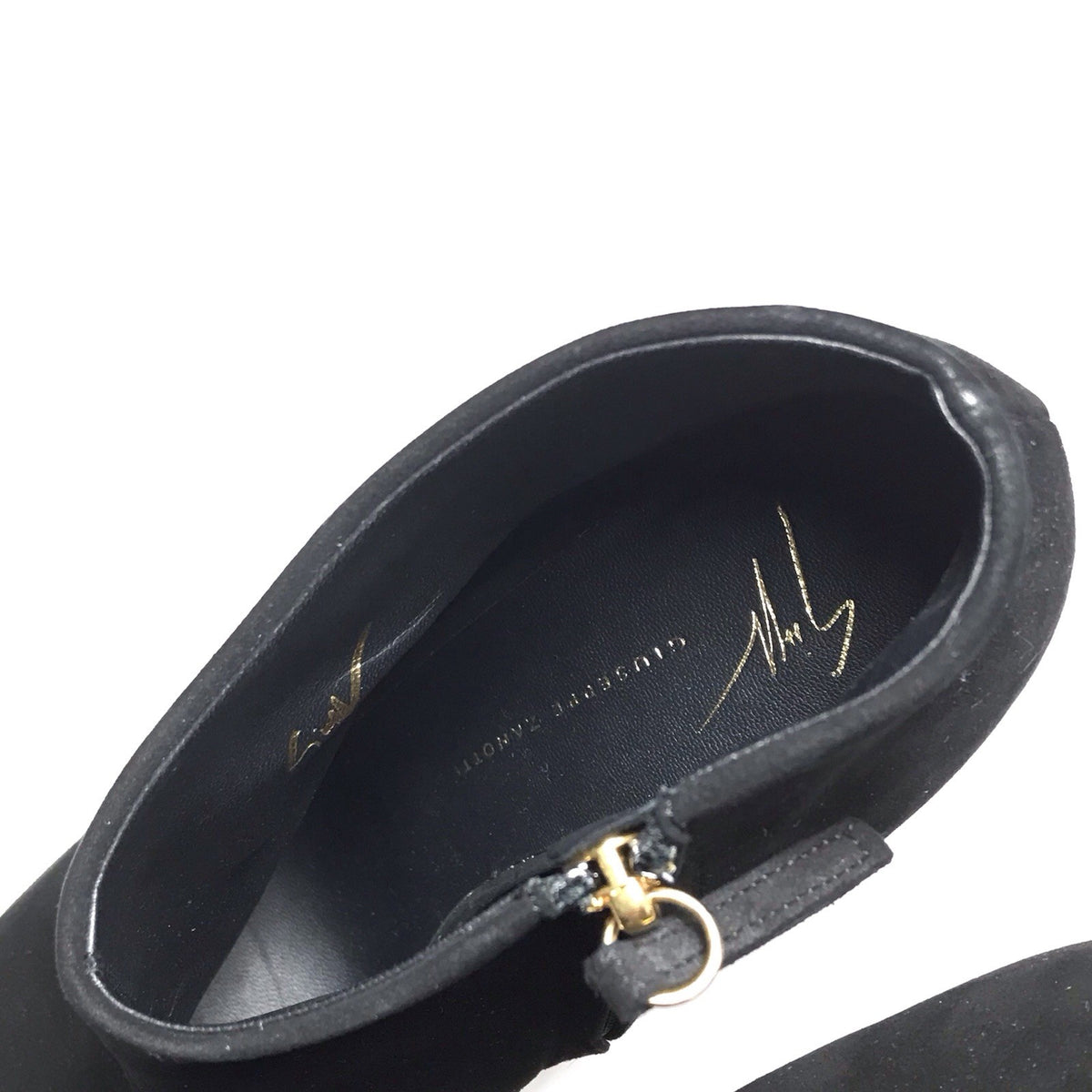 Giuseppe Zanotti Gold Illusion Wedge Black Suede Ankle Boots