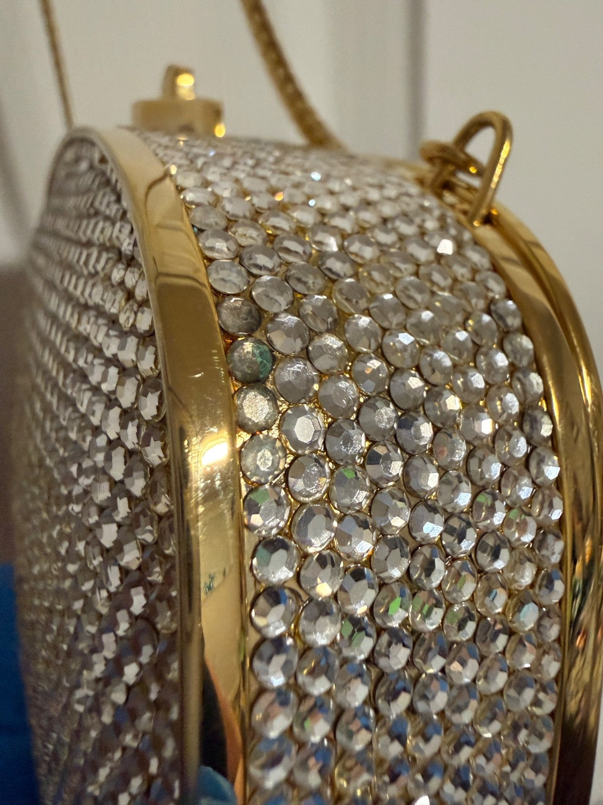 Judith Leiber Crystal Clutch, Gold Rhinestone